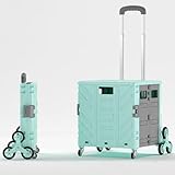 Carrito de compras plegable con tapa segura, ruedas de 360° y escalador para viajes, camping y almacenamiento