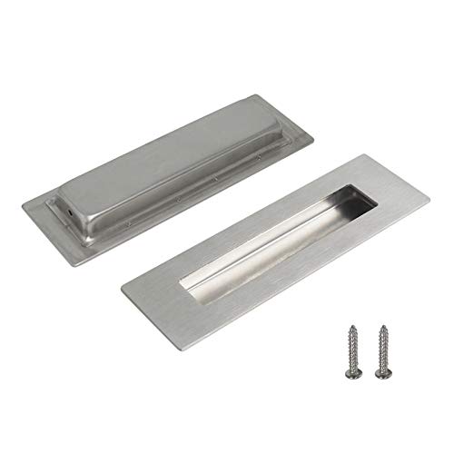 6 in Rectangular Recessed Sliding Door Handles Finger Pulls Flush 304# Stainless Steel 2 Pack