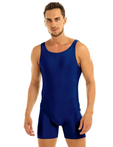 Yeahdor Herren kurze Tank Unitard Workout Biketard Jumpsuit One Piece Leotard Bodysuit Unterwäsche Navy blau L
