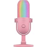 Razer Seiren V3 Chroma - RGB USB Microphone - Supercardioid Condenser Microphone with Tap-to-Mute (Reactive Lighting, Digital Gain Limiter and Integrated Shock Absorber) Quartz