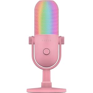 Razer Seiren V3 Chroma - RGB USB-Mikrofon - Supernieren Kondensator-Mikrofon mit Tap-to-Mute (Reaktive Beleuchtung, Digitaler Verstärkungsbegrenzer und integrierter Schockdämpfer) Quartz