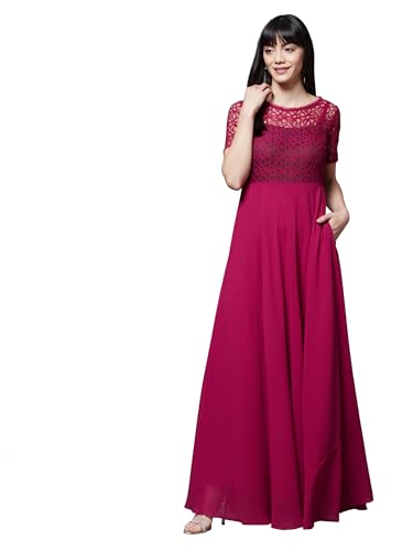 Robe longue à col bateau Miss Chase, manches 3/4 et coupe fluide pour femme