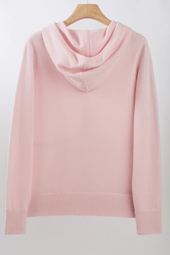 Image of JENNIE LIU Women's 100% Pure Cashmere Long Sleeve Zip Hoodie Cardigan Sweater