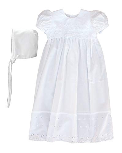 100% Cotton Dress Christening Gown Baptism Gown With Lace Border 6M White #TOP13