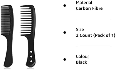 2 Pieces Wide Tooth Detangling Comb Styling Comb Carbon Fiber Cutting Comb Heat Resistant Large Hair Detangling Comb for Curly Straight Long Hair
