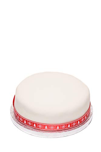 Bizzibeans Iced Christmas Fruit Cake Moist Brandy-Soaked Xmas Fruitcake Fondant Icing Snowflakes & Hand Rolled Marzipan for Xmas Vegetarian & Dairy Free Serves 20 Round 8 Approx 2.5kg