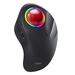 Nulea M505B Wireless Trackball Mouse, Rechargeable Ergonomic RGB Rollerball Mouse, 3 Device Ports for PC, Laptop, iPad, Mac
