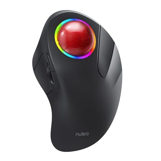Nulea M505B Wireless Trackball Mouse, Rechargeable Ergonomic RGB Rollerball Mouse, Easy Index Finger Control with 5 Adjustable DPI, 3 Device Connection for PC, Laptop, iPad, Mac, Windows, Android