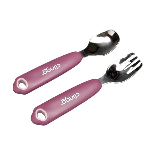 Clingo Kit Talher Infantil Inox com Estojo, Kit Alimentação Lancheira Colher e Garfo, Rosa