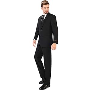 P&L Men’s 3-Piece Classic Fit Vest Suit Jacket & Expandable Waist Dress Pants