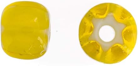 Preciosa Czech Seed Beads 32/0 (8mm) Cornelian White Star Yellow - 50g Bulk Bag Beads for Jewelry Making and Crafts