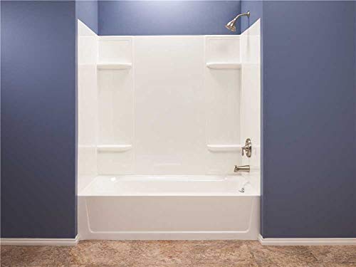 El Mustee 53WHT Durawall Thermoplastic Bathtub Wall Kit, 5 Pieces, 4 Shelves, White