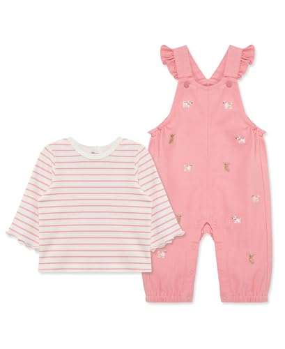 Little Me Clothes for Baby Girls' Puppies Overall and Shirt Set, Pink, 6 Months