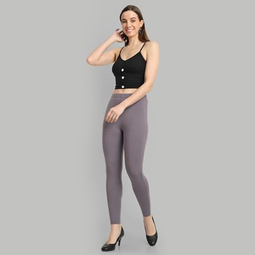 Image of ONE SKY Women Ankle Length Leggings | Premium Cotton Modal Spandex Blend | High Waist Stretchable & Bio-Washed Fabric | Colour-Lock | Ethnic Leggings for Women