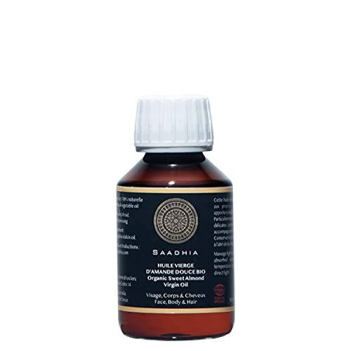 Aceite de Almendras Dulces Virgen Ecológico 100 ml - Vegetal puro y 100% natural de primera presión en frío. Cara, Cuerpo y Cabello, Masaje, lucha contra las estrías I mujer, madre, hombre, bebé, niño Cover