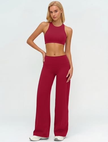 Workout Sets for Women Two Piece Matching Gym Yoga Pilates Outfits Wine M — view 2