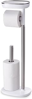 Joseph Joseph EasyStore Butler Toilet Paper Holder Stand and Spare Roll Storage with Shelf and Drawer, Stainless Steel