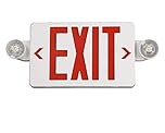 TANLUX Emergency Lights with Red Outlet Sign, Battery Backup LED Emergency Exit Light, UL Listed, AC 120/277V, Commercial Emergency Lights Combo for Business - 1 Pack