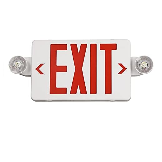 TANLUX Red Exit Sign with Emergency Lights, LED Emergency Exit Light with Battery Backup, UL Listed, AC 120/277V, Commercial Emergency Lights Combo for Business - 1 Pack