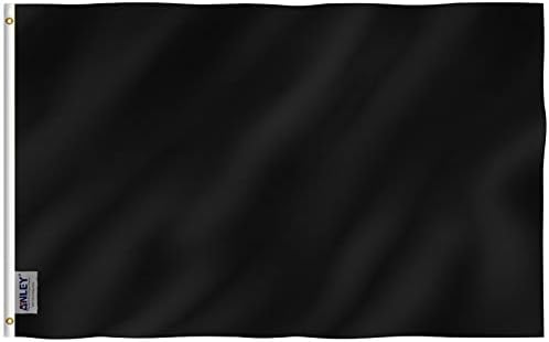 ANLEY Fly Breeze 3×5 Foot Solid Black Flag – Vivid Color and Fade Proof – Canvas Header and Double Stitched – Plain Black Flags Polyester with Brass Grommets 3 X 5 Ft