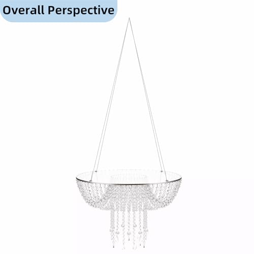 WEPDIY Wedding Cake Stands Faux Acrylic Crystal Chandelier Style Drape Suspended Cake Swing (Acr 23.6‘’)