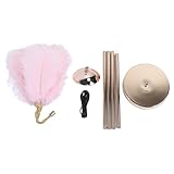 デコラティブフェザーフロアランプ 61インチ LED 3色調光 無段階調光 USB充電式 - 北欧風アイアン製スタンドライト 寝室リビング用 (ピンク)