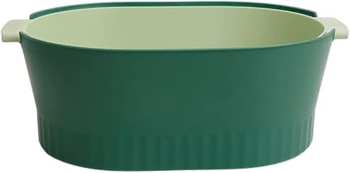 YIJOFU セット 野菜かごを洗う ザル 瀝水かご 果物洗い用洗い桶 家庭用果物収納 果物洗い用 野菜洗浄 洗い桶 排水機能キッチン収納 プラスチック 水切り かご食器水切りラック 洗い物 水切りかご 抗菌 乾燥キッチン用品 (グリーン,Medium)