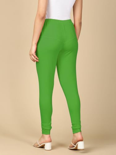 Image of Lux Cozi PYNK Solid Premium Cotton Lycra Churidar Leggings for Women | Regular Fit Elastic Waist Full Length Women Leggings | Free Size