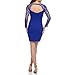 GUESS Women's Three-Quarter Sleeve Cut-Out Sweatheart Lace Sheath Dress, Cobalt, 8