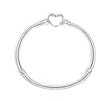 Bracelet ou collier à breloques pour femme en sterling S925 authentique avec pochette cadeau (21 cm, fermoir cœur)