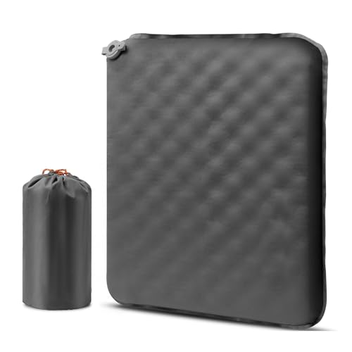 Snnozy Cojín de asiento plegable para exteriores, térmico, plegable, impermeable y resistente a la intemperie, para camping, senderismo y estadio, plegable con una capa de TPU a prueba de fugas (gris)