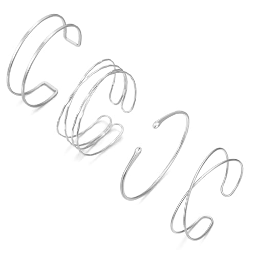 COLOYAN 4PCS Gold Silver Upper Arm Cuff Jewelry for Women