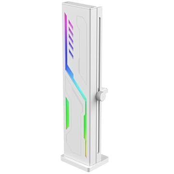 Suporte para placa gráfica branca ARGB VE180-White, suporte de GPU preto com altura de deslizamento ajustável, 5v 3pin ARGB integrado, base magnética de borracha tipo vertical (branco)