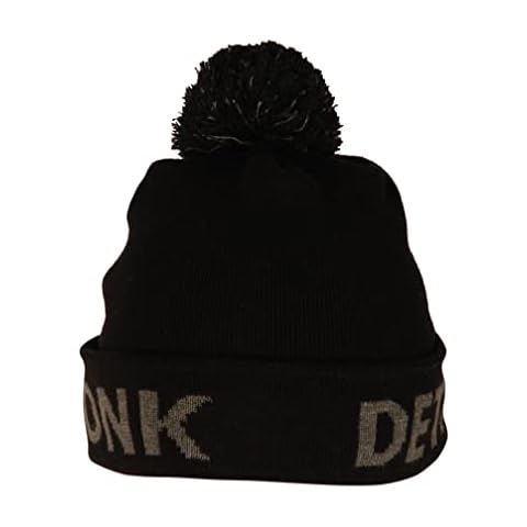 Kronk Detroit Bobble Hat Black with Charcoal Knitted Logo Cover