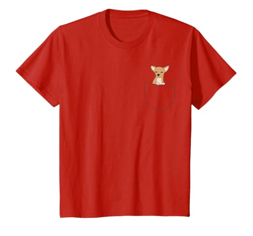Cute Chihuahua Dog in Pocket Funny Chihuahua T-Shirt, Youth, Red, 4T