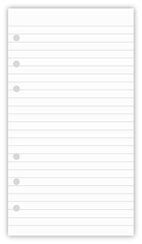 200 Sheets A6 Lined Paper For Filofax Personal Binder Planner, White 100Gsm Ruled Pages, 6 Hole Punched, 3.75 X 6.75 Inch #TOP5