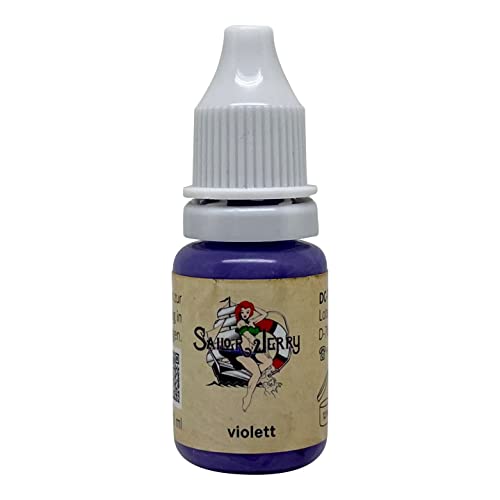 REACH-konforme Sailor Jerry Tattoofarbe Violett 10 ml. Made in GERMANY und Cover