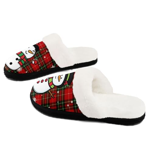 Fuzzy Christmas House Slippers for Women Men, Cozy Plush-Lined Slip-On Mules Warm Indoor Outdoor Holiday Slippers3