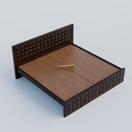 Image of AADITYA WOODS Solid Sheesham Wood King Size Bed Cot Without Storage | Wooden Bed for Bedroom | Multipurpose Use Cot Palang Diwan (Walnut k3, King) (82x74x41 inch)