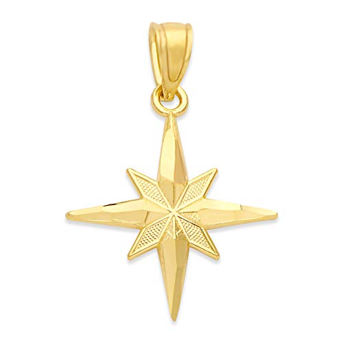 Generic 10k Real Solid Gold Polaris, The North Star Pendant, Astronomy Jewelry, Celestial Gifts for Her, Yellow
