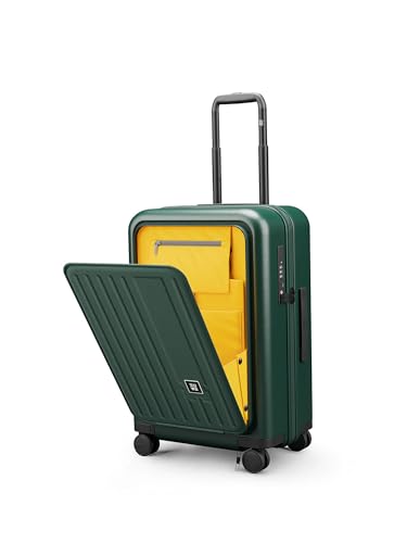 Image of EUME Cabin Pro Luggage Trolley for Travel 57cm, Cabin Bag | Trolley Bag Small for Luggage | with Laptop Sleeve | 100% Polycarbonate (PC) 8 SilentRun Hinomoto Wheels, Forest Green