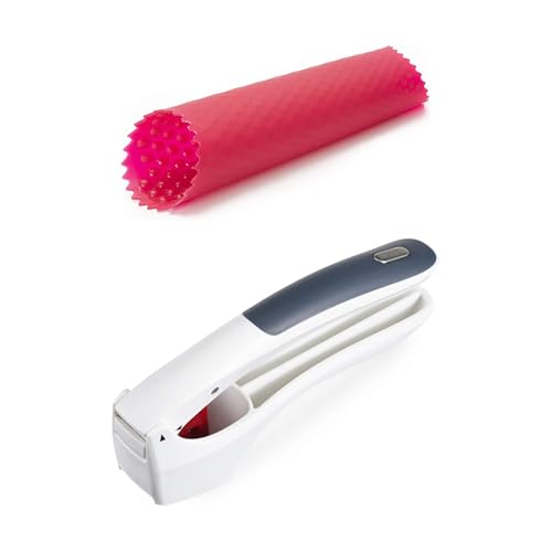 Zyliss Garlic Peeler & Easy Clean Garlic Press - Silicone Garlic Peeler Tube and Garlic Crusher for your Kitchen Accessories - 2 Piece