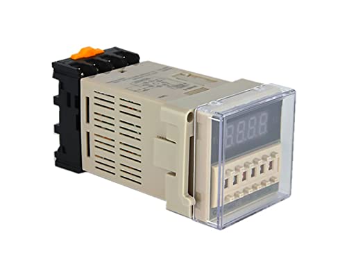 Relais de temps numérique DH48S-S AC 220V avec socle rail DIN pour cycle programmable