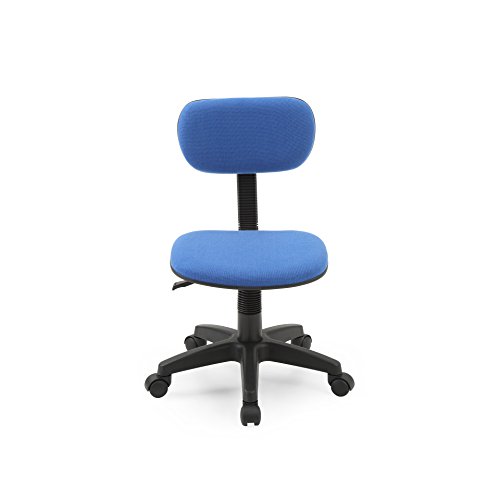 Hodedah Armless, Low-Back, Adjustable Height, Swiveling Task Chair with Padded Back and Seat in Blue, Not for adult use