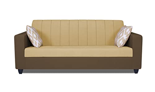 Image of Adorn India Rio Highback 3 Seater Sofa (Brown & Beige) (3 Year Warranty)
