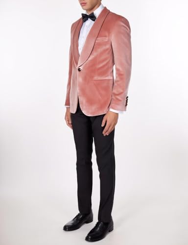 Mens Velvet Blazer One Button Slim Fit Solid Fashion Suit Jacket Sport Coat for Wedding Prom Dinner Party4