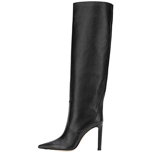 Arqa Women's Stiletto High Heel Knee High Boots Pointy Toe Faux Crocodile Print Boot Casual Dress Shoes2