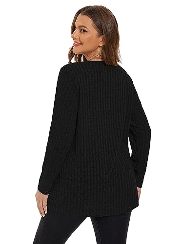 Image of BELAROI Womens Plus Size Sweaters Fall Tunic Top Scoop Neck Pullover Shirts