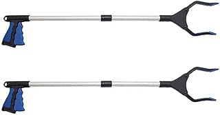Trash Pickers, 32" Foldable Grabber Reacher Tools for Elderly and Children, Lightweight Handy Trash Claw Grabber, Reaching Assist Tool for Trash Pick Up, Nabber, Litter Picker, Arm Extension (Pack of 2 Blue)