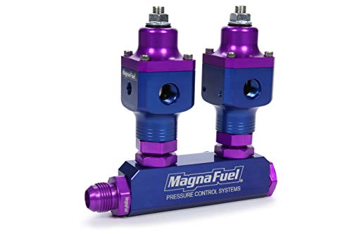Magnafuel Nitrous Oxide Fuel Pressure Regulator Kit, Two Regulators, Fuel Block, Aluminum, Blue/Purple Anodized, Single 4-Barrel Carbs, Kit (Mp-9540) #TOP30
